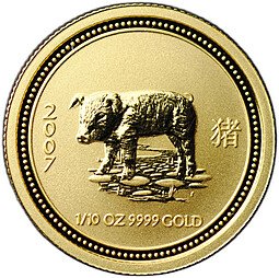 фото для Монета 15 долларов 2007 Год свиньи Лунар Австралия Аверс