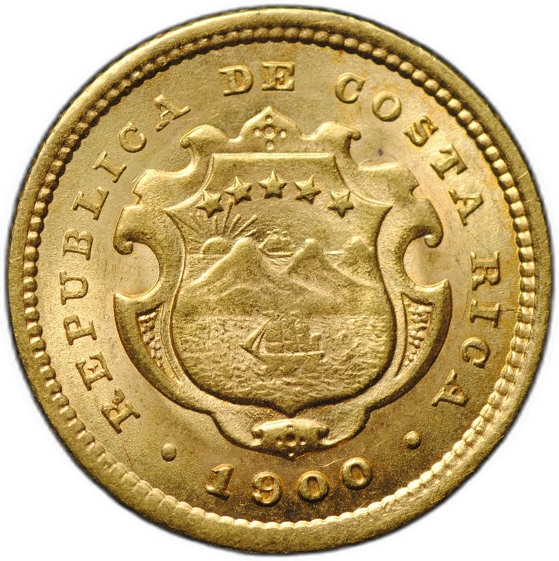 Монета 2 колона 1900 Коста-Рика