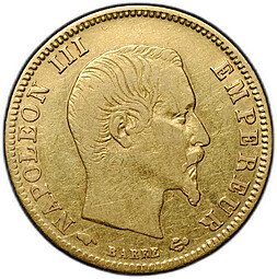 фото для Монета 5 франков 1859 А золото Франция Аверс