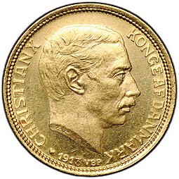 фото для Монета 10 крон 1913 Дания Аверс