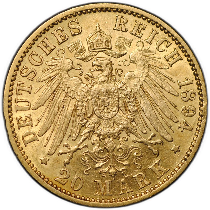 Монета 20 марок 1894 А Пруссия Германия