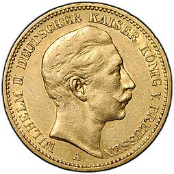 фото для Монета 20 марок 1894 А Пруссия Германия Аверс