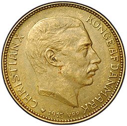 фото для Монета 20 крон 1915 Дания Аверс