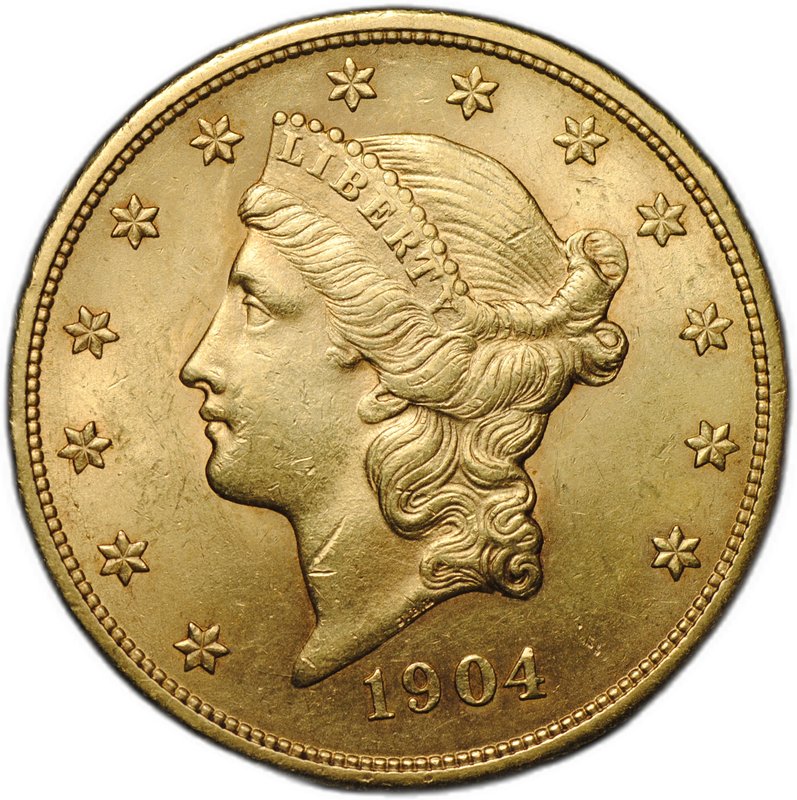 Монета 20 долларов 1904 Филадельфия США