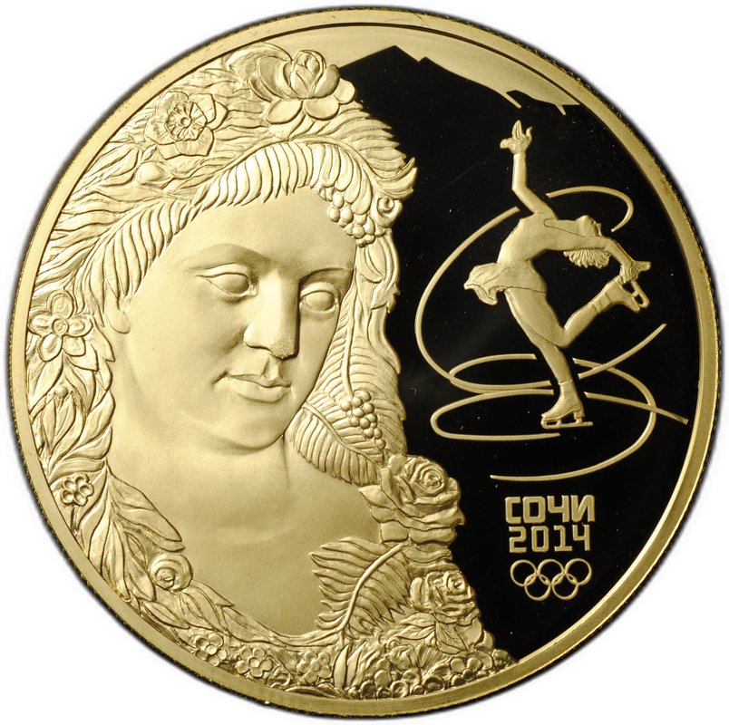 Монета 1000 рублей 2014 СПМД Олимпиада Сочи Флора