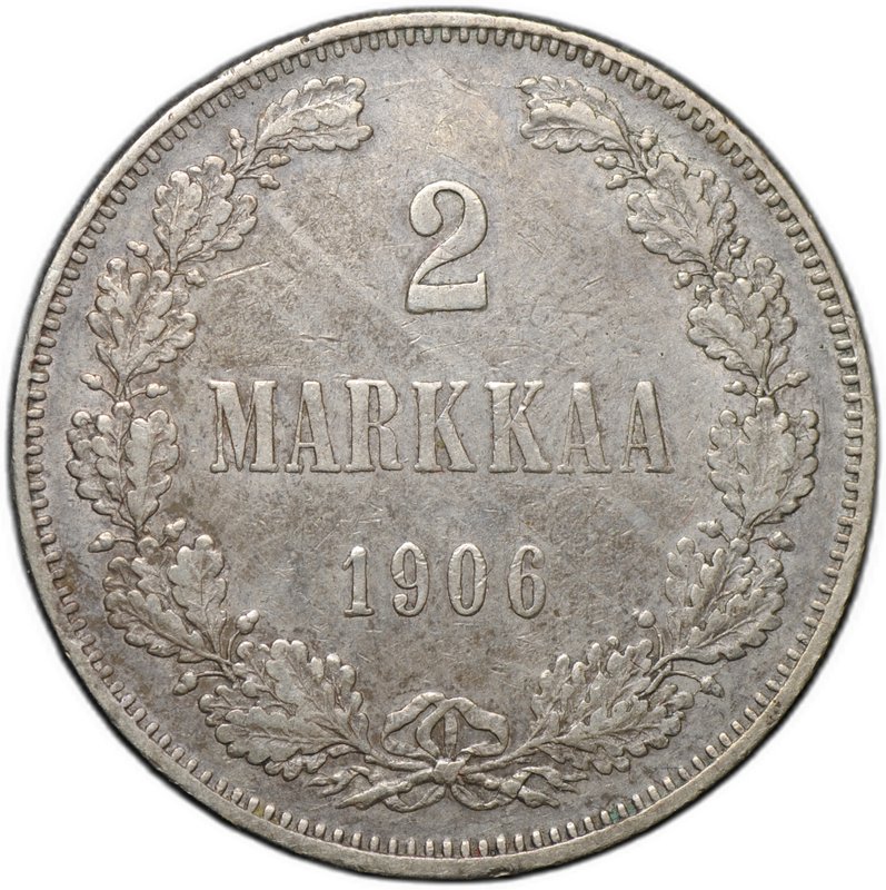 Монета 2 марки 1906 L Русская Финляндия