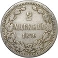 Монета 2 марки 1870 S Русская Финляндия