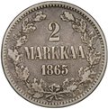 Монета 2 марки 1865 S Русская Финляндия