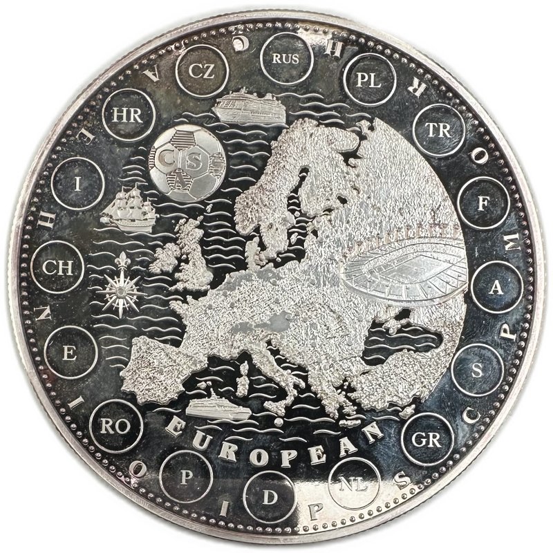 Монета 100 долларов 2008 Чемпионат Европы по футболу УЕФА Либерия