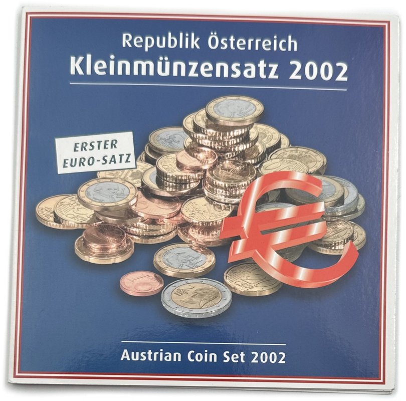 Годовой набор 1, 5, 10, 20, 50 евроцентов и 1, 2 евро 2002 Австрия