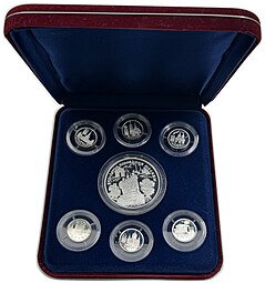 фото для Комплект 1 и 25 рублей 1997 ММД-ЛМД Москва 850 лет 7 монет Аверс