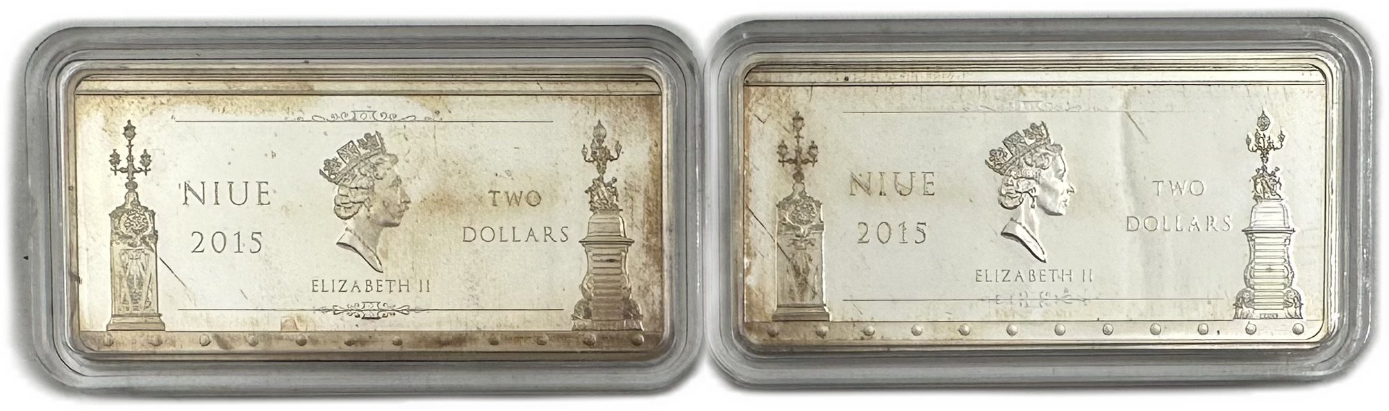 Набор 2 доллара 2015 Троицкий мост - Мост Александра III Ниуэ 2 монеты