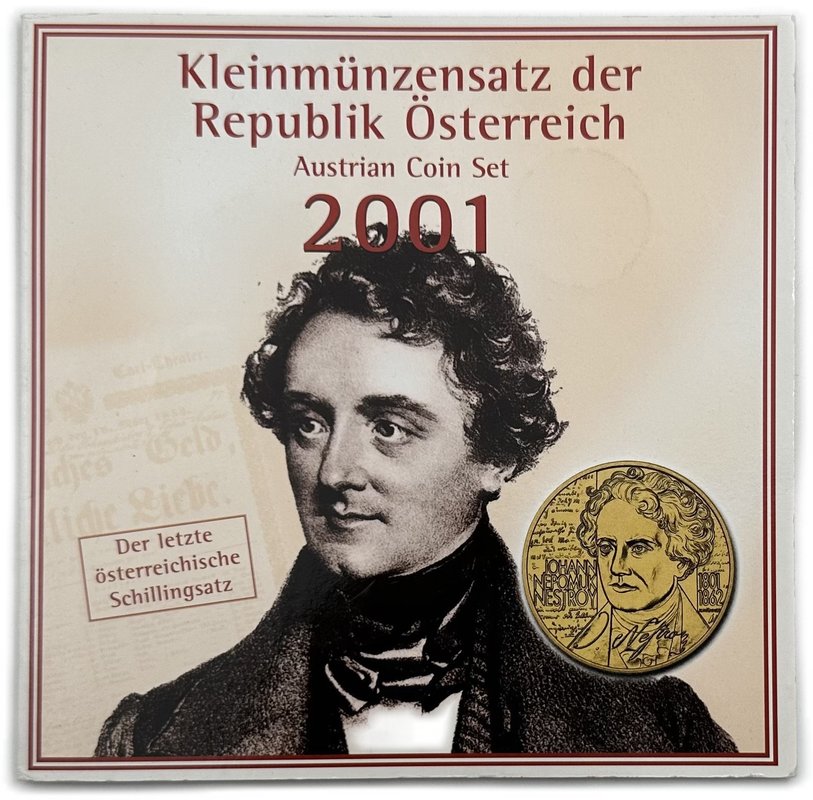 Годовой набор 10, 50 грошей 1, 5, 10, 20 шиллингов 2001 Австрия