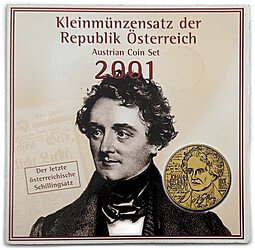 фото для Годовой набор 10, 50 грошей 1, 5, 10, 20 шиллингов 2001 Австрия Аверс
