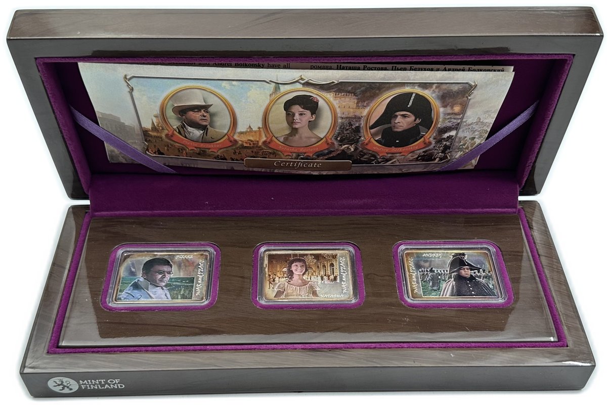 Набор 5 долларов 2012 Война и мир Л. Н. Толстой Острова Кука 3 монеты