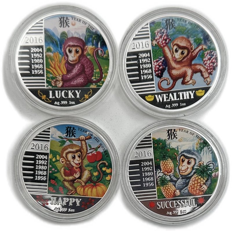 Набор 240 франков 2016 Год обезьяны Конго 4 монеты