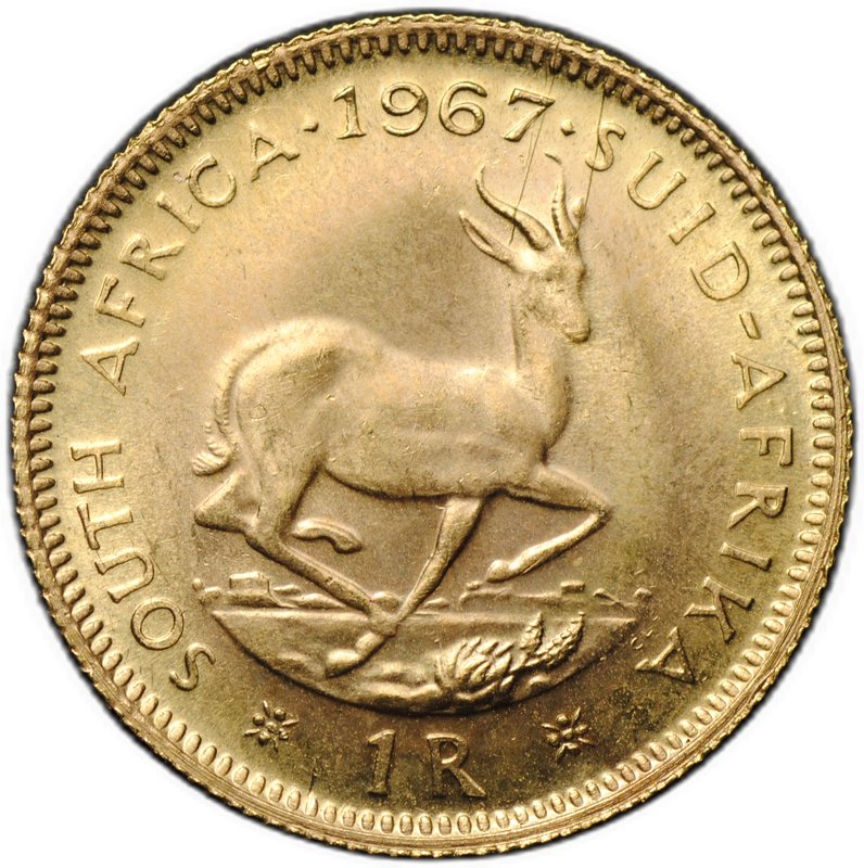 Монета 1 ранд 1967 ЮАР