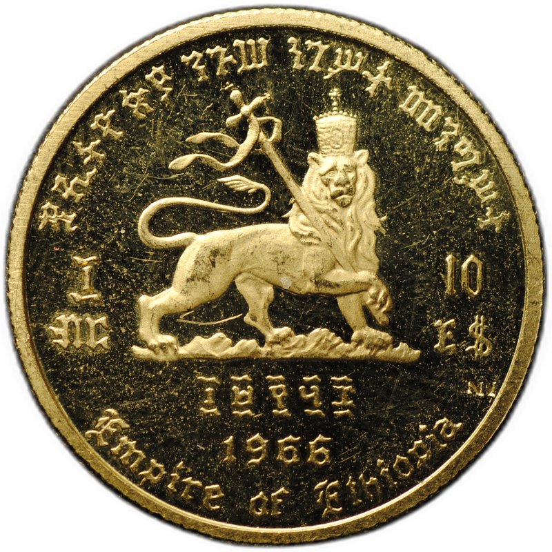 Монета 10 долларов (быров) 1966 Хайле Селассие Эфиопия