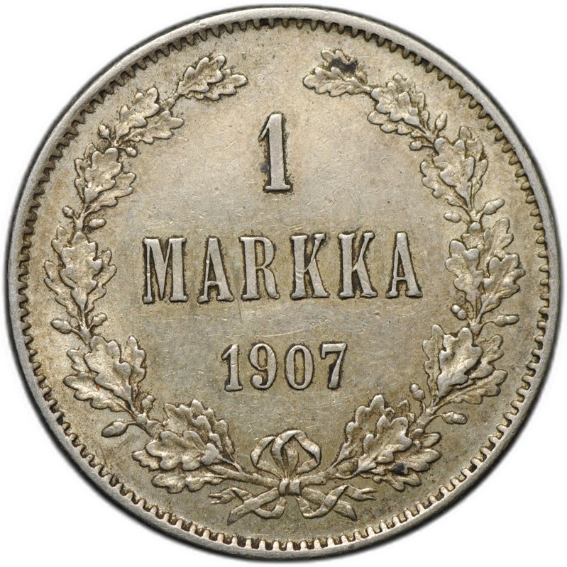 Монета 1 марка 1907 L Русская Финляндия