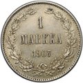 Монета 1 марка 1907 L Русская Финляндия