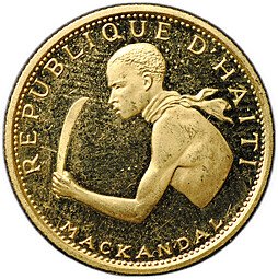 фото для Монета 20 гурдов 1967 Франсуа Макандал 10 лет Революции Гаити Аверс