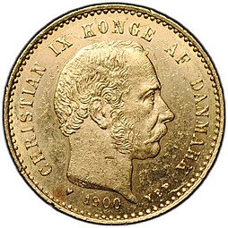 фото для Монета 10 крон 1900 Дания Аверс
