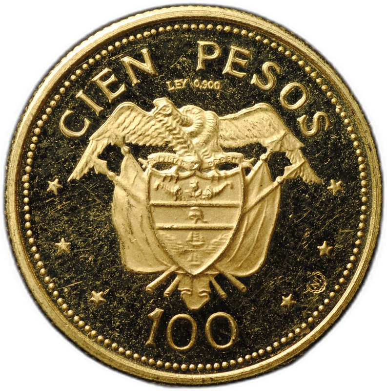 Монета 100 песо 1968 39-й Международный Евхаристический Конгресс Колумбия