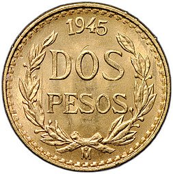 фото для Монета 2 песо 1945 Мексика Аверс