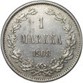 Монета 1 марка 1908 L Русская Финляндия