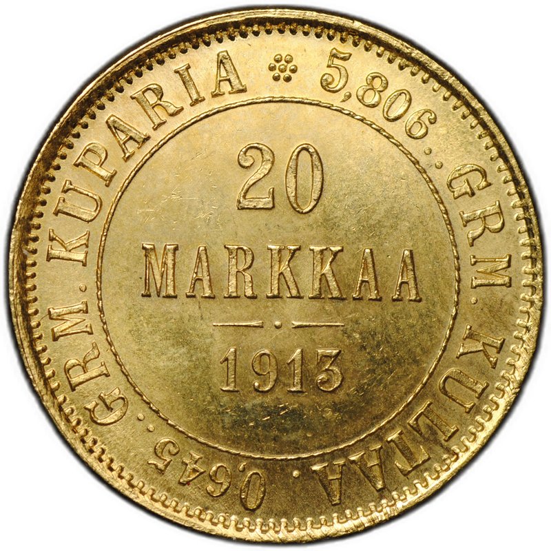 Монета 20 марок 1913 S Русская Финляндия
