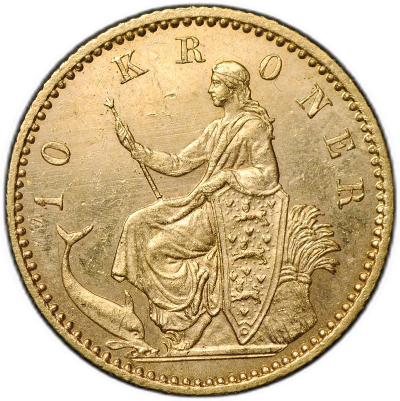 Монета 10 крон 1900 Дания