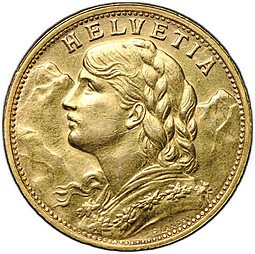 фото для Монета 20 франков 1935 L B Швейцария Аверс