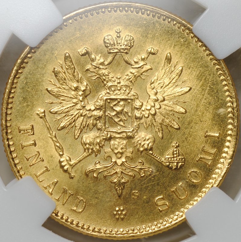 Монета 20 марок 1912 S Русская Финляндия слаб ННР MS 64