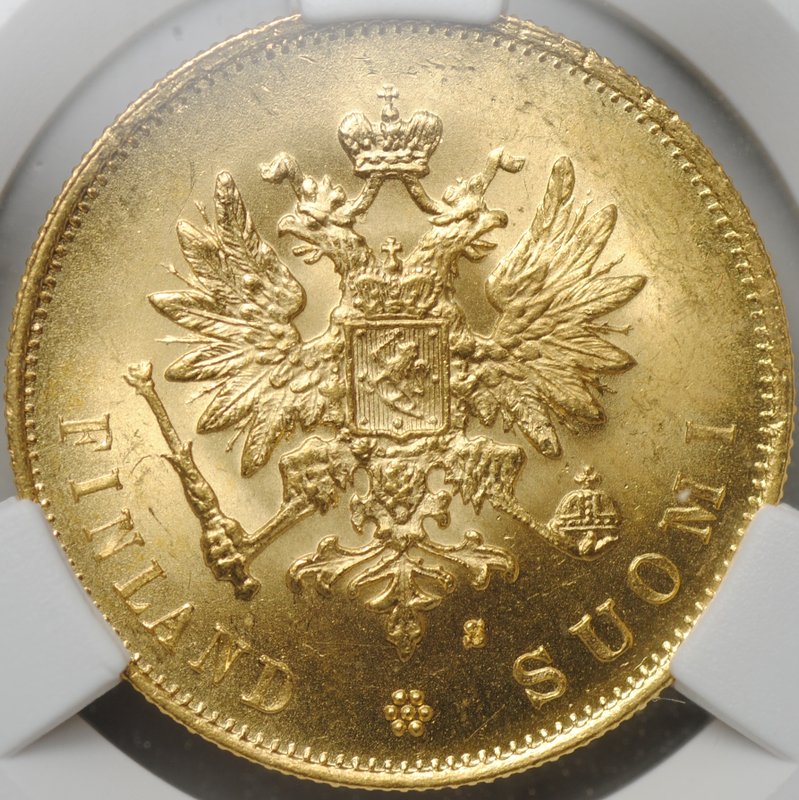 Монета 10 марок 1882 S Русская Финляндия слаб CPRC MS 64