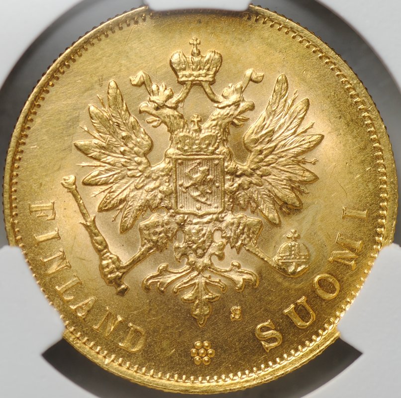 Монета 10 марок 1882 S Русская Финляндия слаб CPRC MS 64