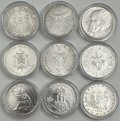 Подборка серебряных монет 500 лир 1958-1985 Ватикан, Сан-Марино, Италия 9 штук
