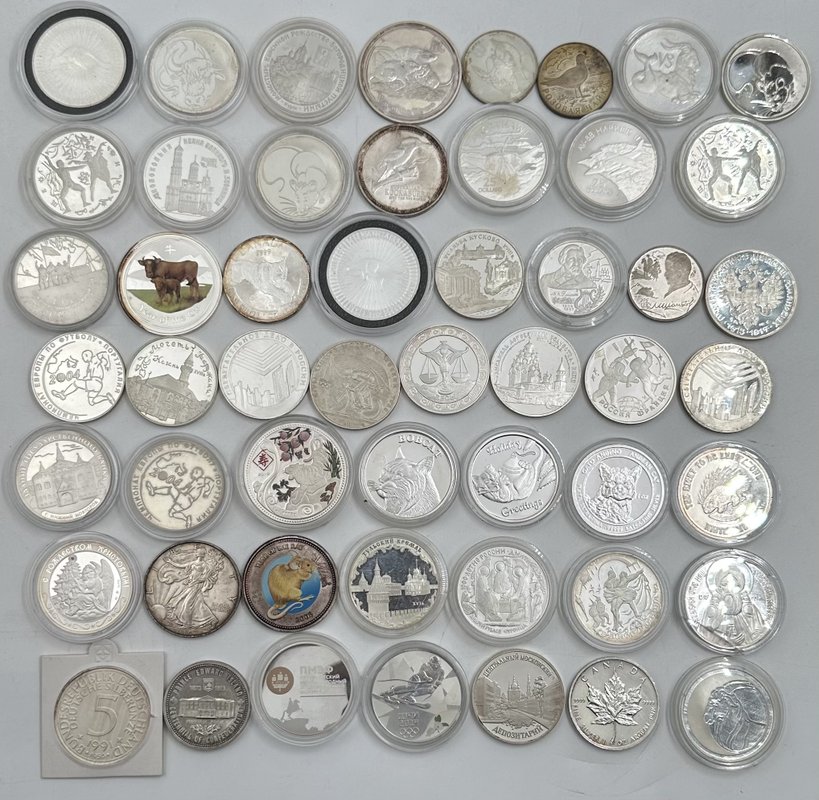Инвестиционный лот 50 унций серебра в серебряных монетах и медалях России и мира