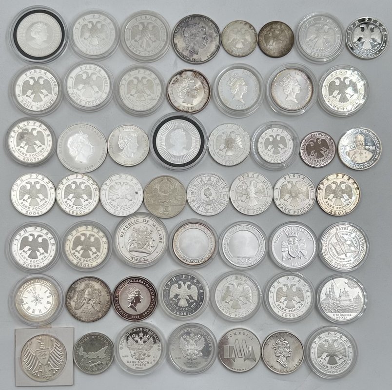 Инвестиционный лот 50 унций серебра в серебряных монетах и медалях России и мира