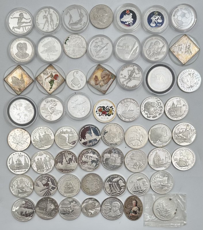 Инвестиционный лот 50 унций серебра в серебряных монетах и медалях России и мира