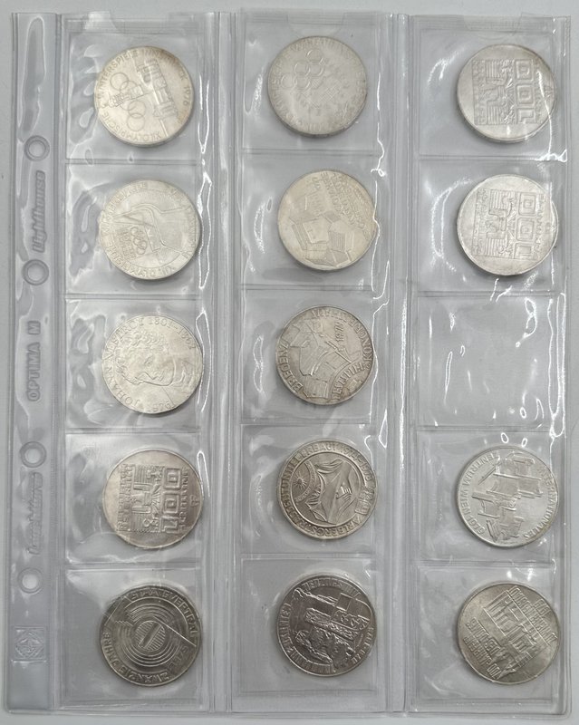 Подборка серебряных монет 5 шиллингов 1934, 25, 50, 100 шиллингов 1955-1979 Австрия 46 штук