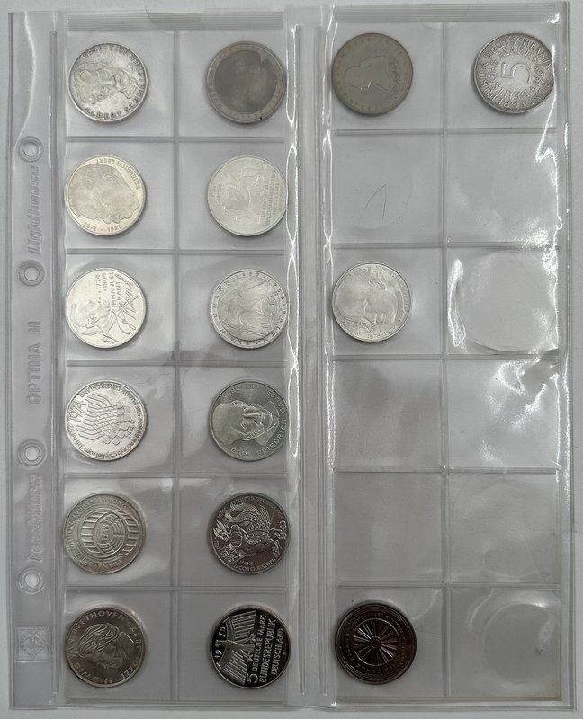 Подборка монет 5, 10 марок 1957-2001, 10 евро 2002-2003 ФРГ Германия 48 штук