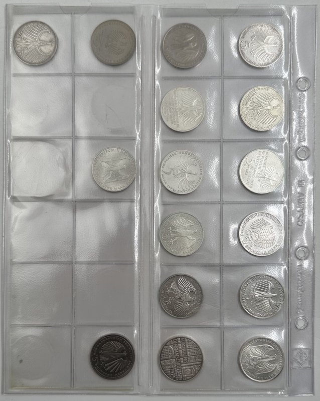 Подборка монет 5, 10 марок 1957-2001, 10 евро 2002-2003 ФРГ Германия 48 штук
