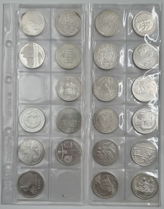 Подборка монет 5, 10 марок 1957-2001, 10 евро 2002-2003 ФРГ Германия 48 штук