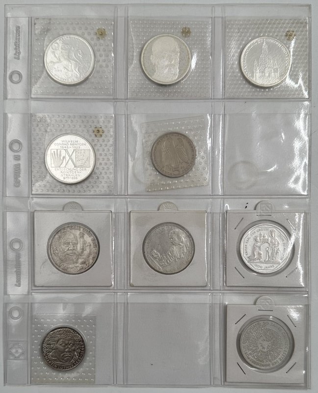Подборка монет 5, 10 марок 1957-2001, 10 евро 2002-2003 ФРГ Германия 48 штук
