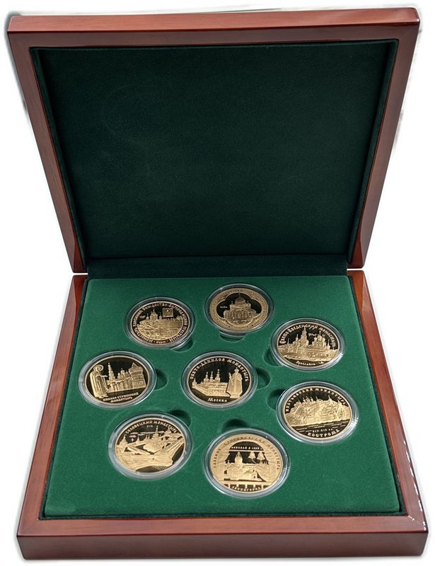 Набор медалей-мулов Святыни православия (реверсы 3 рубля 1997-2008 серебро) ММД томпак 8 штук