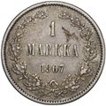 Монета 1 марка 1907 L Русская Финляндия