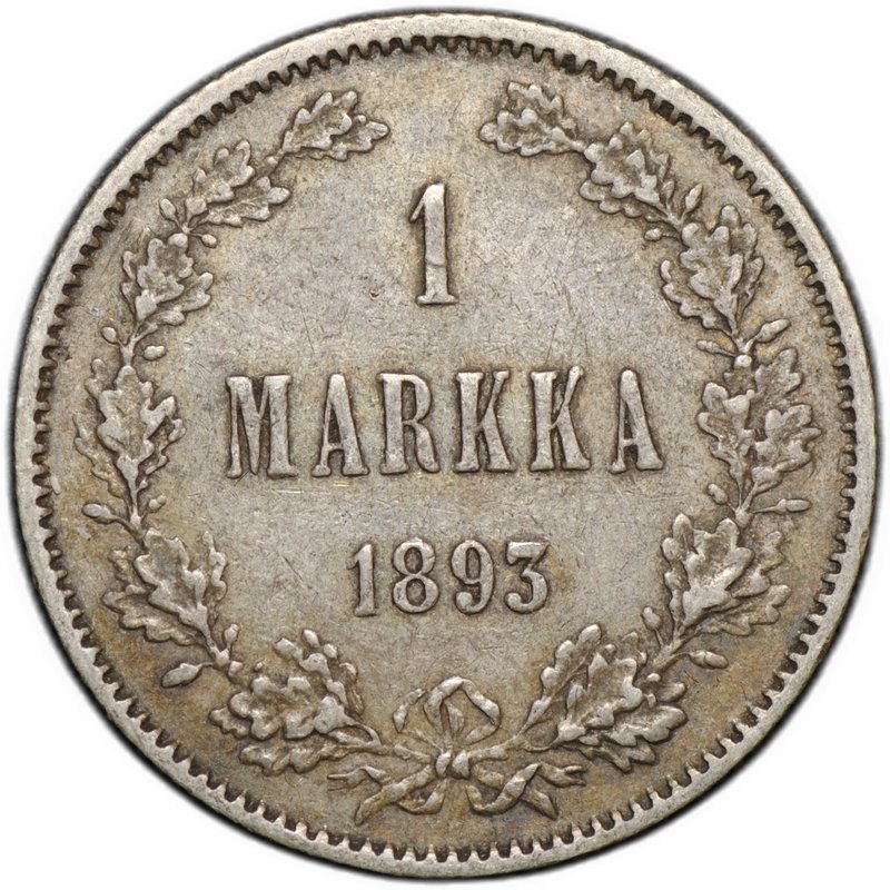 Монета 1 марка 1893 L Русская Финляндия