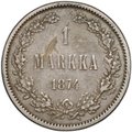 Монета 1 марка 1874 S Русская Финляндия