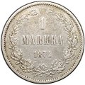 Монета 1 марка 1874 S Русская Финляндия