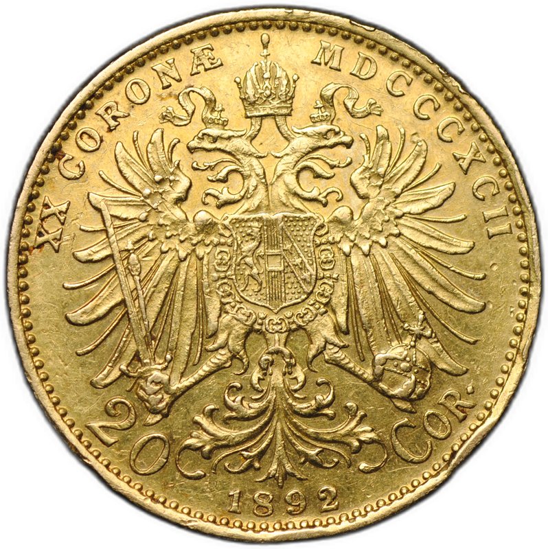 Монета 20 крон 1892 Австрия